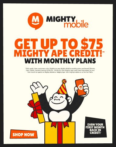 Mighty Mobile Birthday Week offer: get your first month back in Mighty Ape credit.