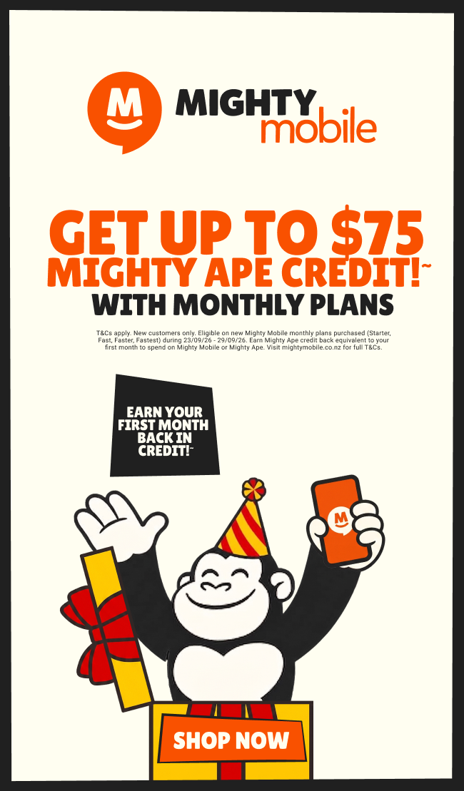 Mighty Mobile Birthday Week offer: get your first month back in Mighty Ape credit.